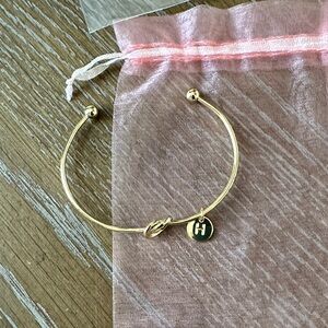 Gold Knot Bangle Bracelet Letter H